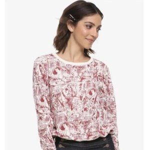 Harry Potter Hogwarts Sketch Red White Cinch Waist SweatShirt Large